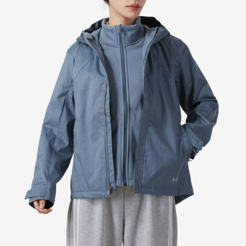 UA/安德玛正品运动女士三合一复古宽松拉链夹克外套1296868-003