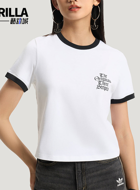 Adidas/阿迪达斯正品三叶草女士圆领简约字母印花短袖T恤KT3060