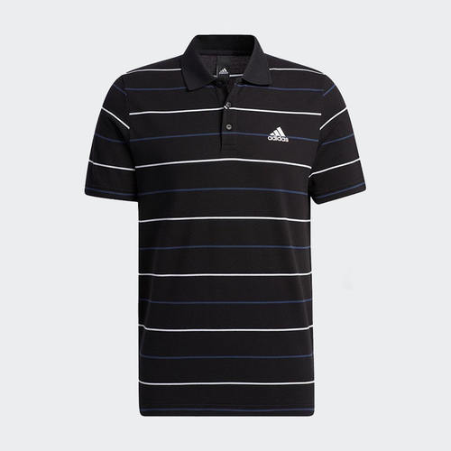 Adidas/阿迪达斯正品春季男子透气翻领条纹运动休闲POLO衫 GP1009