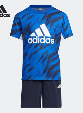Adidas/阿迪达斯官方正品夏季新款大童运动短袖短裤套装HT6759