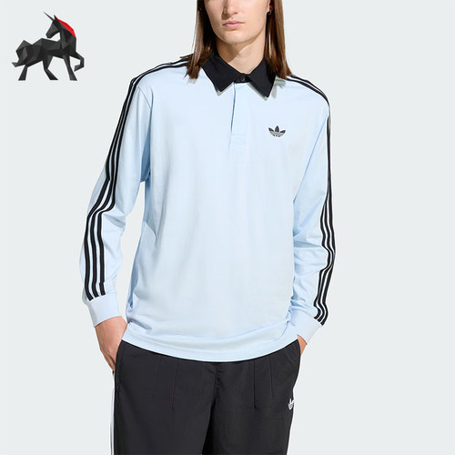 Adidas/阿迪达斯正品三叶草男士运动训练宽松长袖POLO衫KE2445