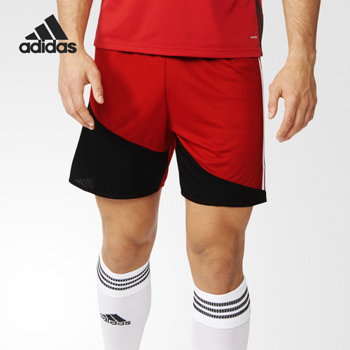 Adidas/阿迪达斯正品短裤新款男红黑色经典足球运动短裤AJ5869