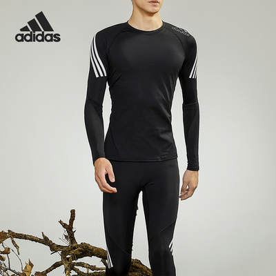 男子紧身长袖圆领运动T恤