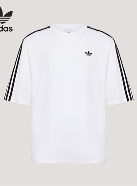 Adidas/阿迪达斯正品三叶草男士日常经典宽松条纹你针织T恤KG6332