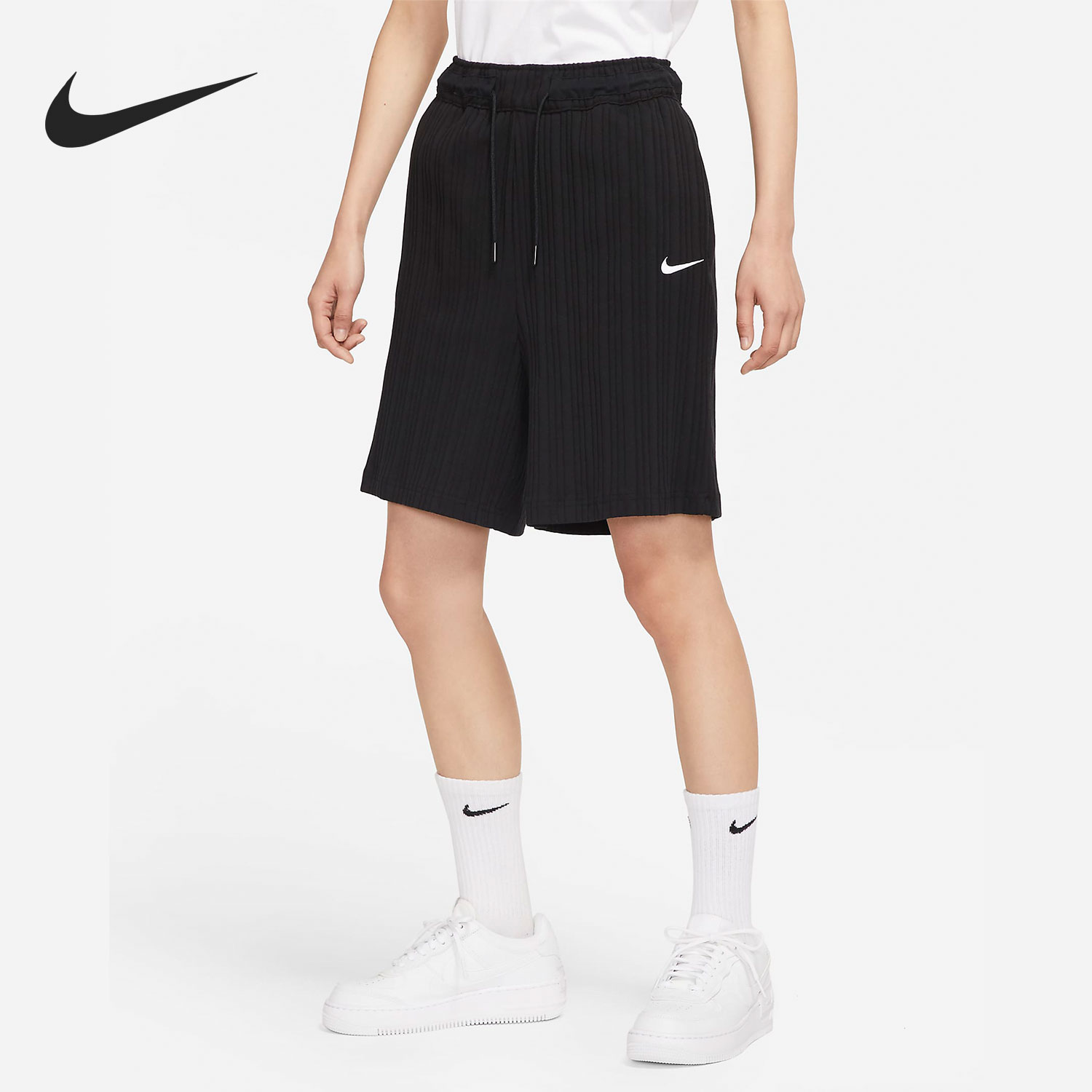 Nike/耐克正品当季新款女子运动罗纹针织短裤DM6402-010