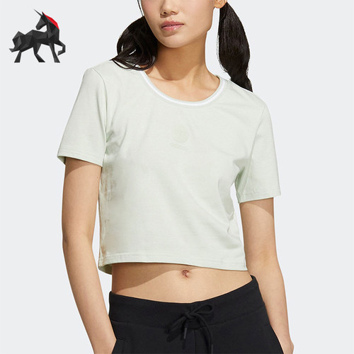Adidas/阿迪达斯正品NEO女士简约运动经典透气短款圆领T恤HM1986