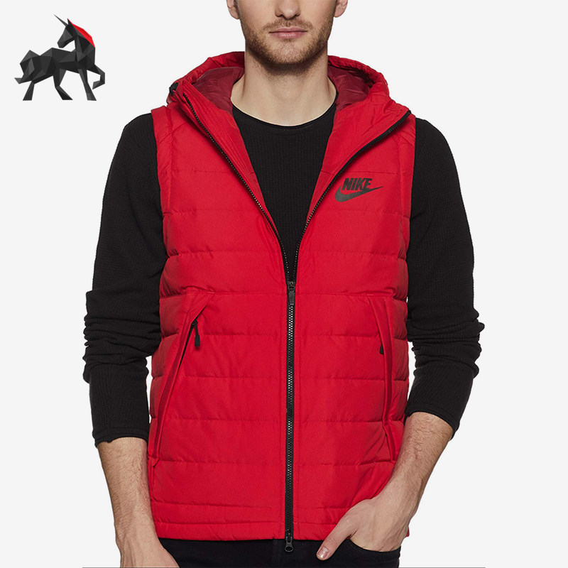 Nike/耐克正品Logo印花保暖无袖马甲新款经典连帽马甲806865-657