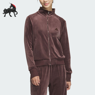 Adidas 女士复古休闲立领天鹅绒外套JX6842 阿迪达斯正品 新款