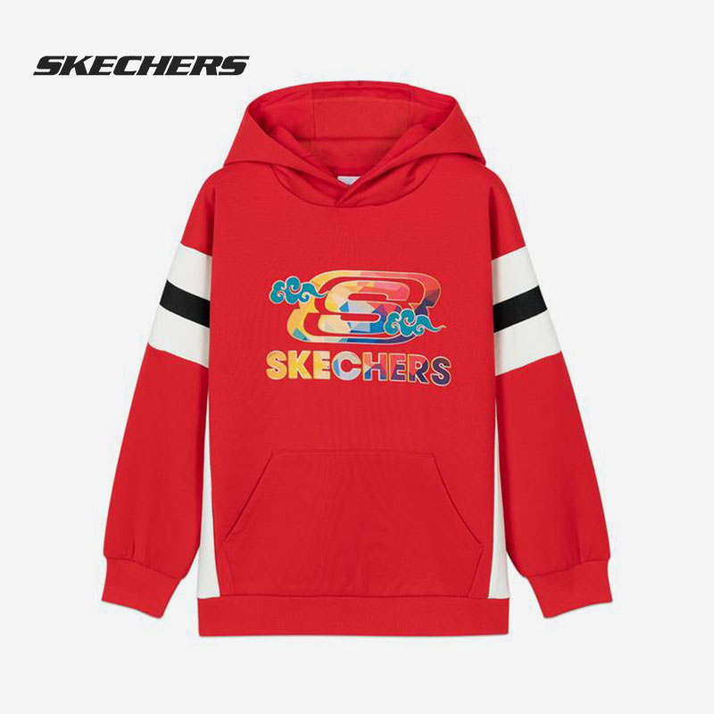 Skechers/斯凯奇正品新款大童针织连帽套头卫衣 L121B017