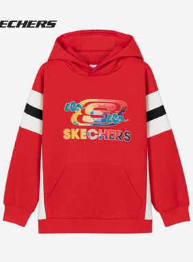 Skechers/斯凯奇正品新款大童针织连帽套头卫衣 L121B017
