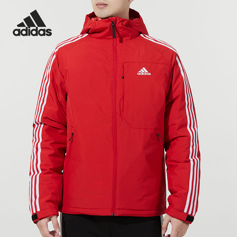 Adidas/阿迪达斯正品男子连帽保暖修身户外运动羽绒服 H23082