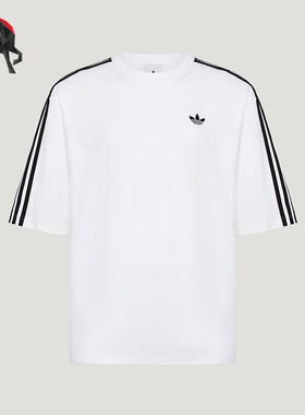 Adidas/阿迪达斯正品三叶草男士日常经典宽松条纹你针织T恤KG6332