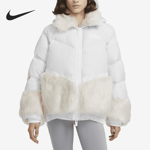 Nike/耐克正品sacai新款女子仿皮草拼接保暖羽绒服CT3267-043