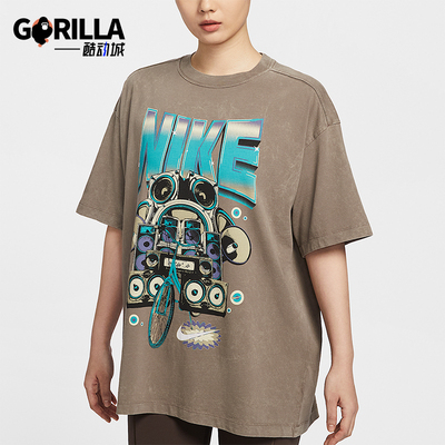 Nike/耐克正品2025夏季女士圆领宽松潮流经典短袖T恤HF9692-214