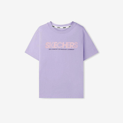 Skechers/斯凯奇正品夏季款儿童简约印花透气针织短袖T恤L225K076