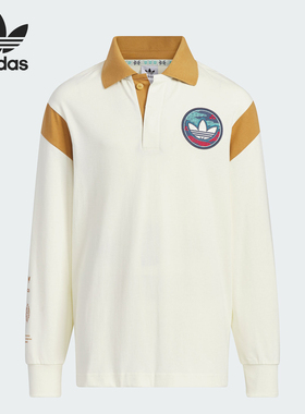 Adidas/阿迪达斯官方正品三叶草大童翻领套头拼接休闲卫衣IW7652