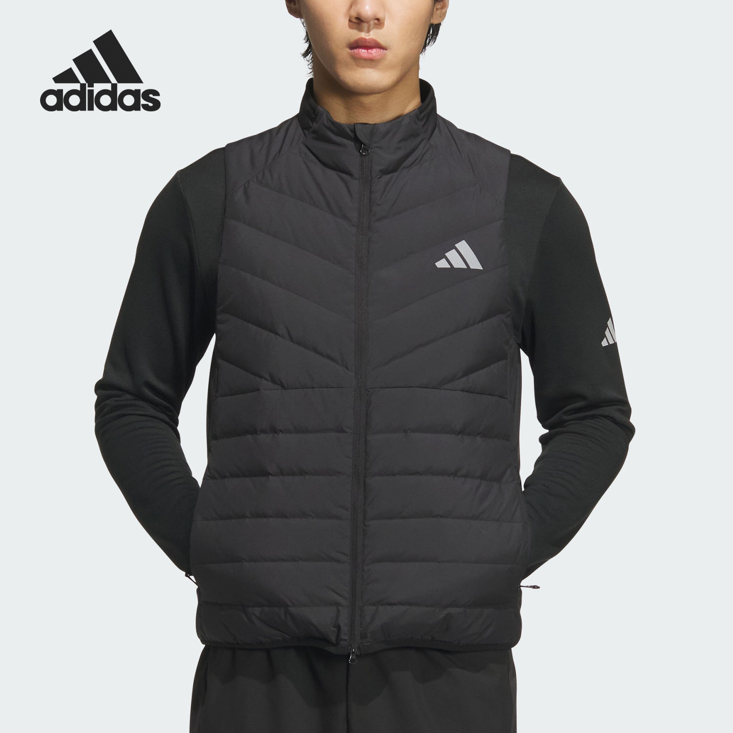 Adidas/阿迪达斯正品新款男士立领保暖羽绒背心马甲JW1667