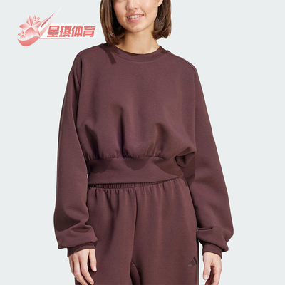 Adidas/阿迪达斯正品2025秋季款女士日常圆领套头短款卫衣JW5072