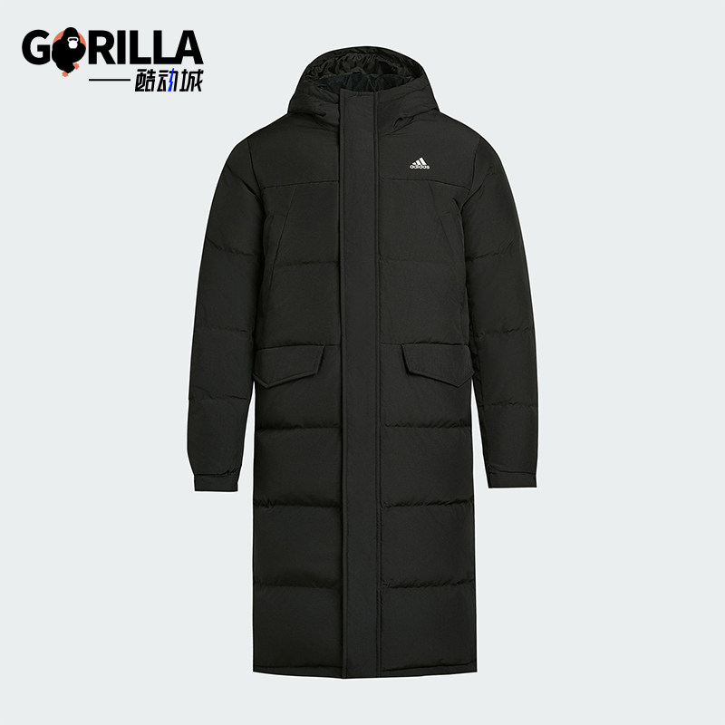 Adidas/阿迪达斯正品冬季男女连帽保暖长款运动休闲羽绒服KF6748