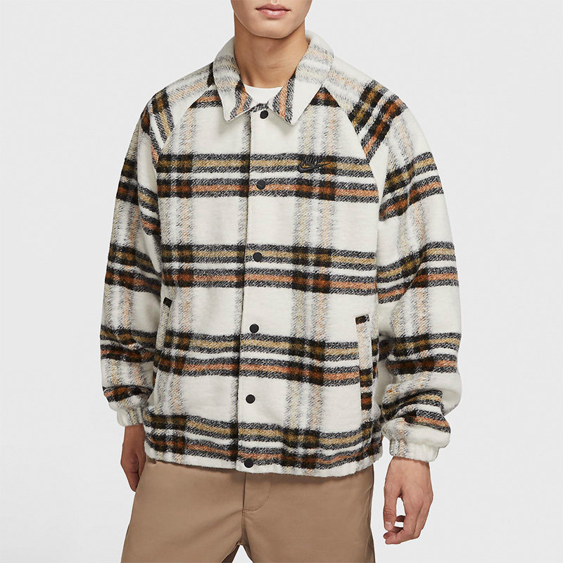 Nike/耐克正品运动休闲绒面男子长袖格子衬衫翻领外套 DR6862-104