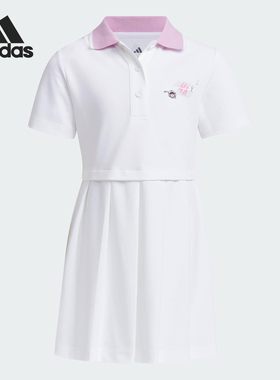 Adidas/阿迪达斯正品2025夏季小童运动休闲经典翻领连衣裙JM7979