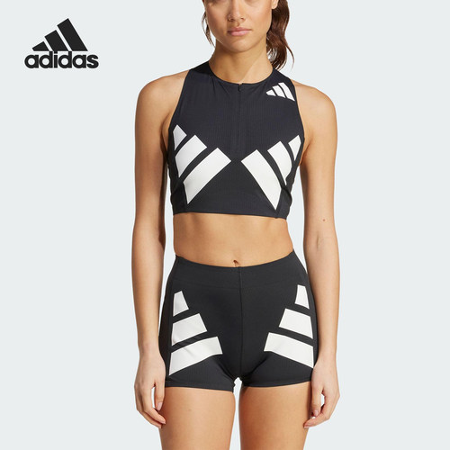 Adidas/阿迪达斯正品2025女士短款透气跑步运动背心JM7808