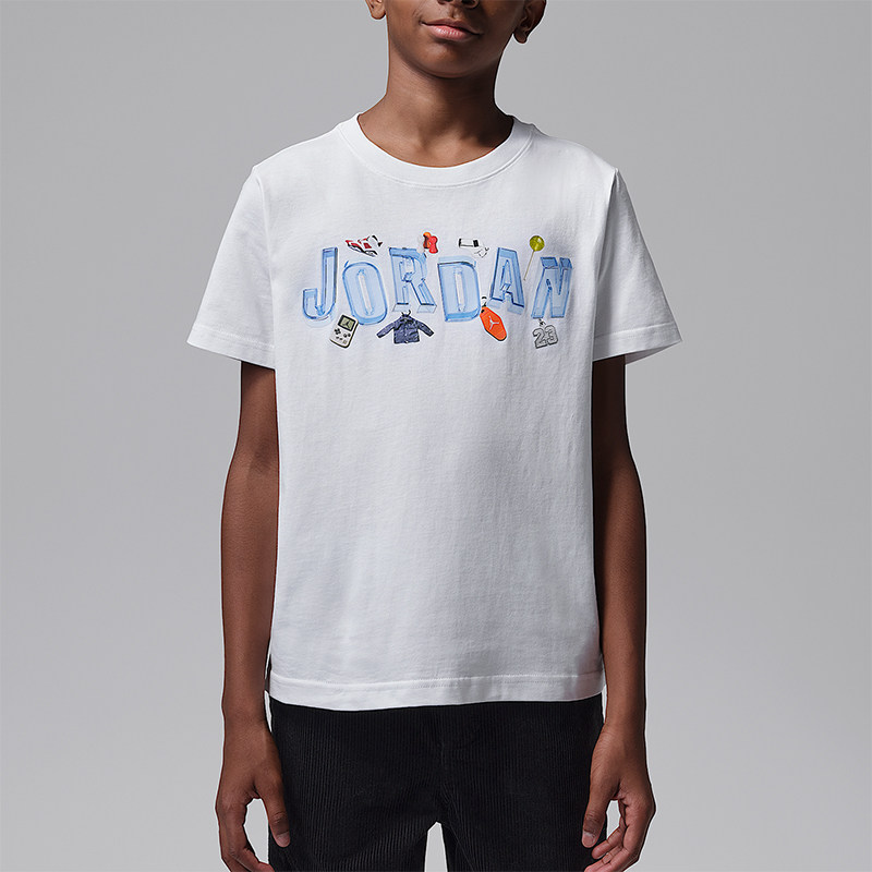 Nike/耐克正品Jordan大童运动90 年代钥匙扣风短袖T恤IW1404-100