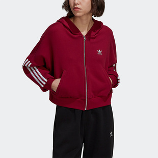 女子健身运动透气连帽外套 三叶草新款 HM2133 阿迪达斯正品 Adidas