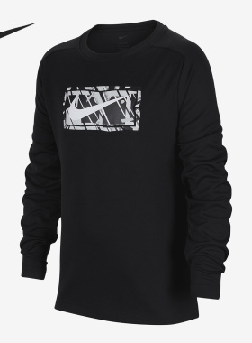 Nike/耐克正品新款儿童运动透气休闲圆领印花卫衣FD3927-010