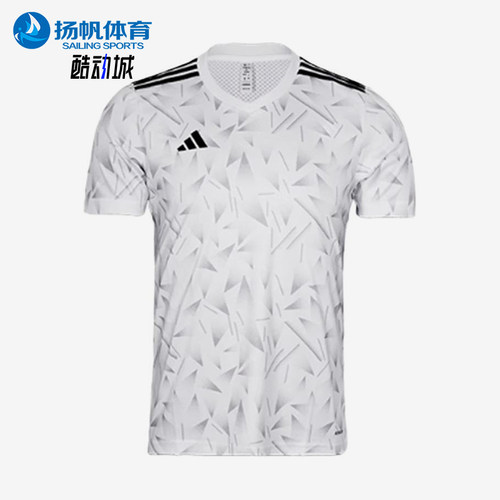 Adidas/阿迪达斯正品基础系列新款男经典白黑色足球短袖JZ0602