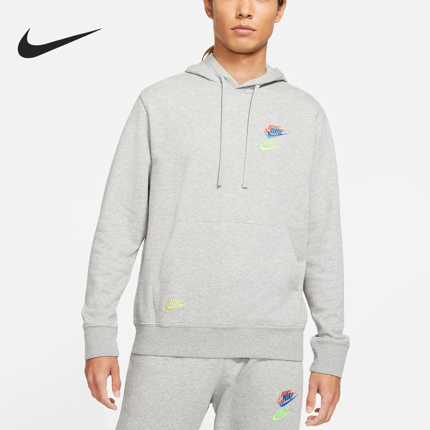 耐克男士刺绣印花连帽卫衣