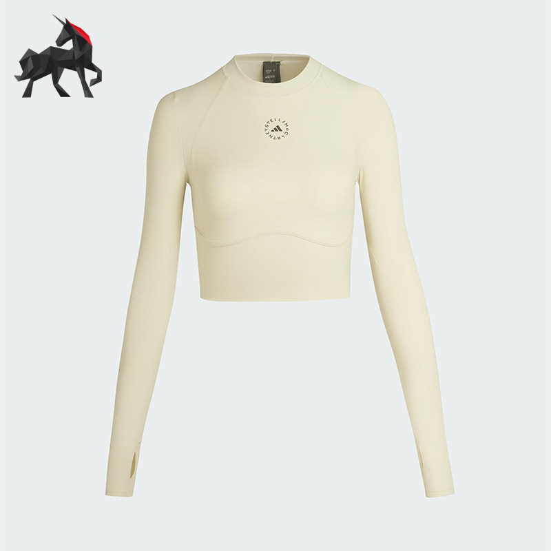 Adidas/阿迪达斯正品2025女士短款运动修身透气经典长袖T恤JM1403