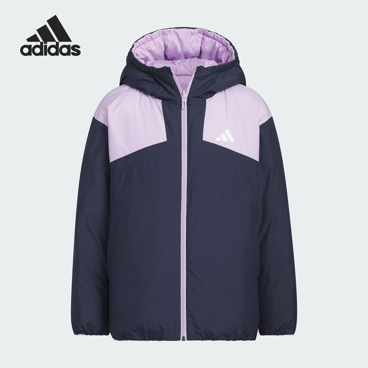 Adidas/阿迪达斯正品冬季儿童连帽复古双面穿羽绒服KC5936