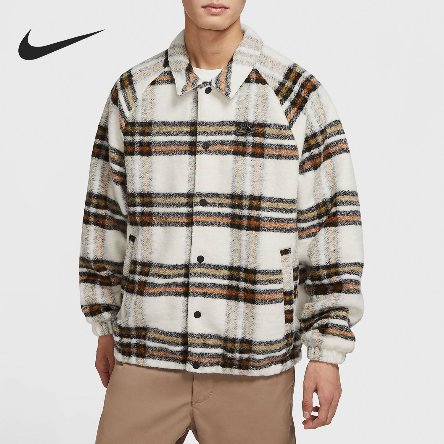 Nike/耐克正品运动休闲绒面男子长袖格子衬衫外套DR6862-104