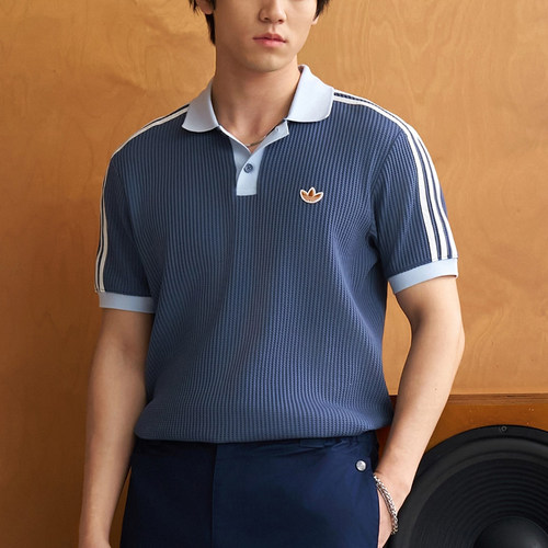 Adidas/阿迪达斯正品三叶草男士针织华夫格运动休闲POLO衫KX1230