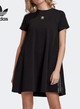 Adidas/阿迪达斯官方正品 Tee Dress 女子短袖运动连衣裙 GJ6564