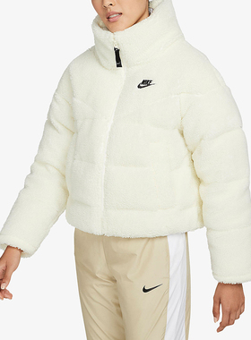Nike/耐克正品绗缝羽绒服新款女米白色保暖羽绒服DD4655-715