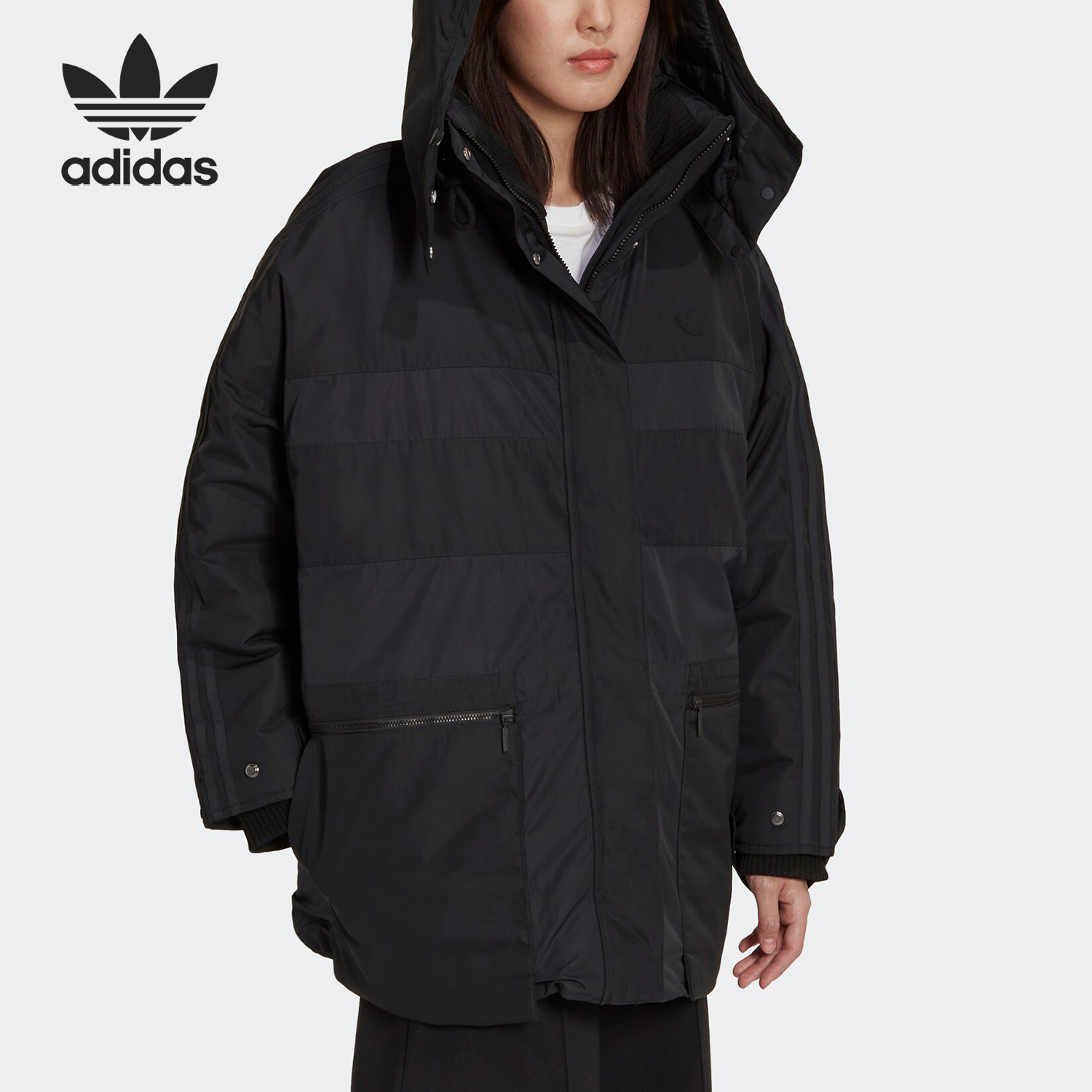 Adidas/阿迪达斯正品三叶草PARKA 女士运动宽松棉服HM2615