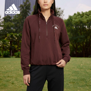 SWEAT女士短款 Adidas ZIP HALF 加绒卫衣KC0066 阿迪达斯正品
