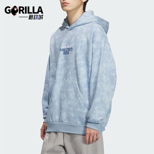 Adidas/阿迪达斯正品2025秋季款男士套头连帽休闲篮球卫衣KC2782