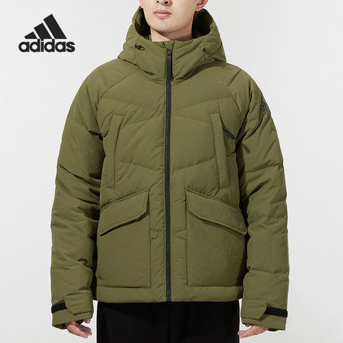 阿迪达斯男子户外保暖连帽羽绒服