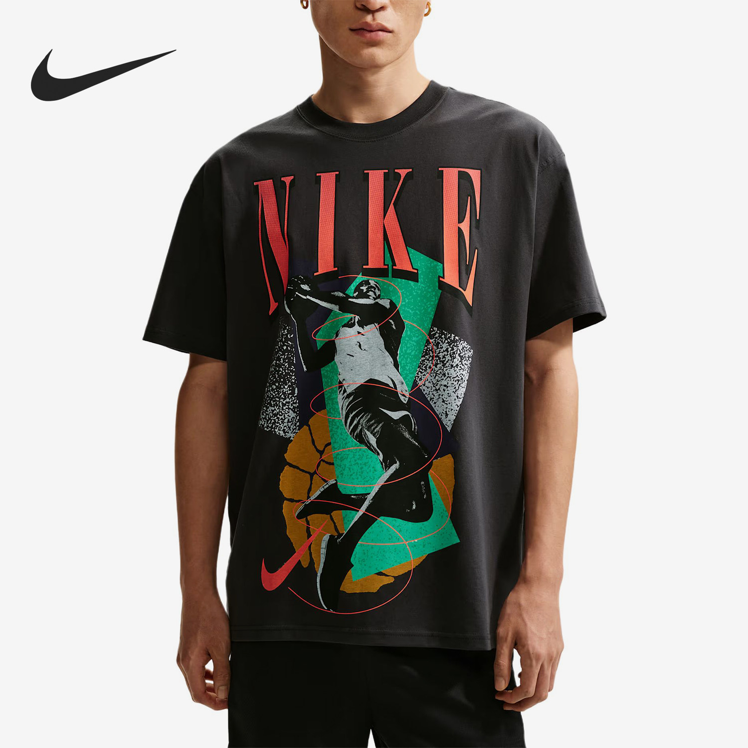Nike/耐克官方正品图案T恤新款男黑色篮球轻盈篮球T恤IH4132-010