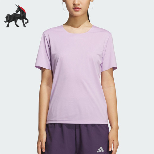 Adidas/阿迪达斯正品2025秋季款女士圆领跑步运动透气短袖KS3532
