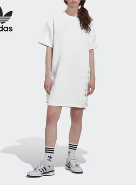 Adidas/阿迪达斯官方正品三叶草女士简约休闲短袖连衣裙HK5080
