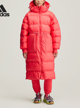 Adidas/阿迪达斯正品秋季新款女士长款连帽保暖棉服IX3083