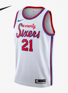 Nike/耐克正品费城76人队男子复古透气无袖T恤运动背心球衣AV4509