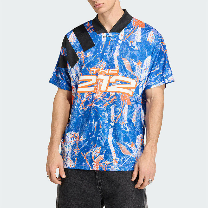 Adidas/阿迪达斯正品三叶草新男蓝橙色出街经典短袖T恤球衣KD8432