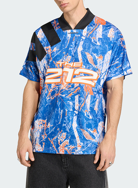 Adidas/阿迪达斯正品三叶草新款男蓝橙色出街经典短袖球衣KD8432