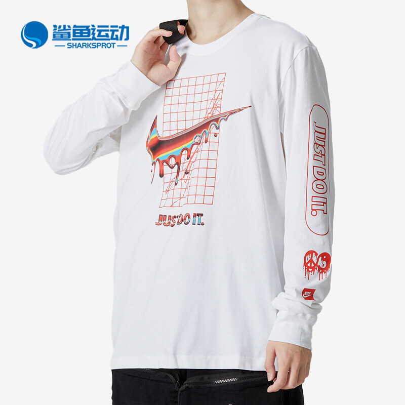 Nike/耐克正品夏新款男子运动休闲透气跑步印花长袖T恤DR8075-100
