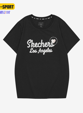 Skechers/斯凯奇正品夏新款女子运动休闲透气印花短袖T恤L321W087